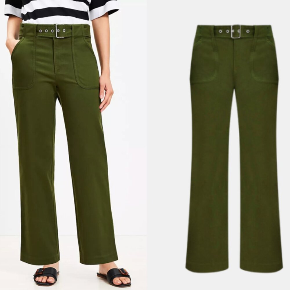 Loft Utility Straight wide leg Pants in Twill size 8